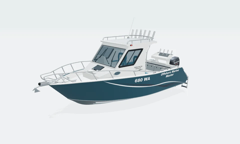 680 walk-around boat in ocean blue